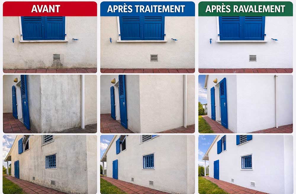 Nettoyage et peinture façade : EXPERTOITURE 974 :  artisan peintre dans l'île de la réunion 974  - Nettoyage façade, démoussage, traitement anti mousse, ravalement peinture façade, boiserie et ferronnerie dans l'île de la réunion 974 - Expertioiture974